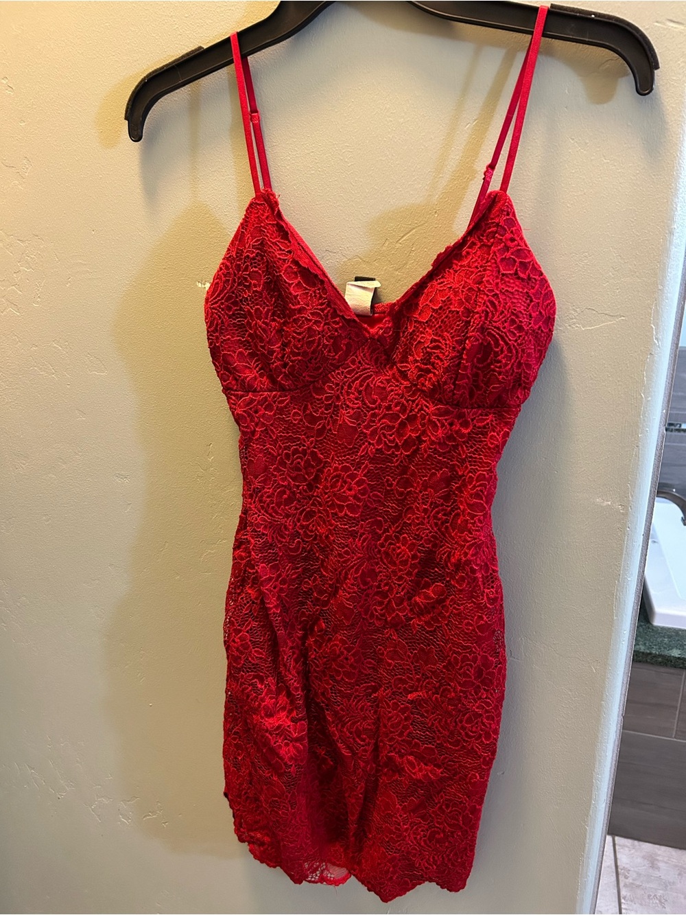 Windsor Red Lace Bodysuit Dress